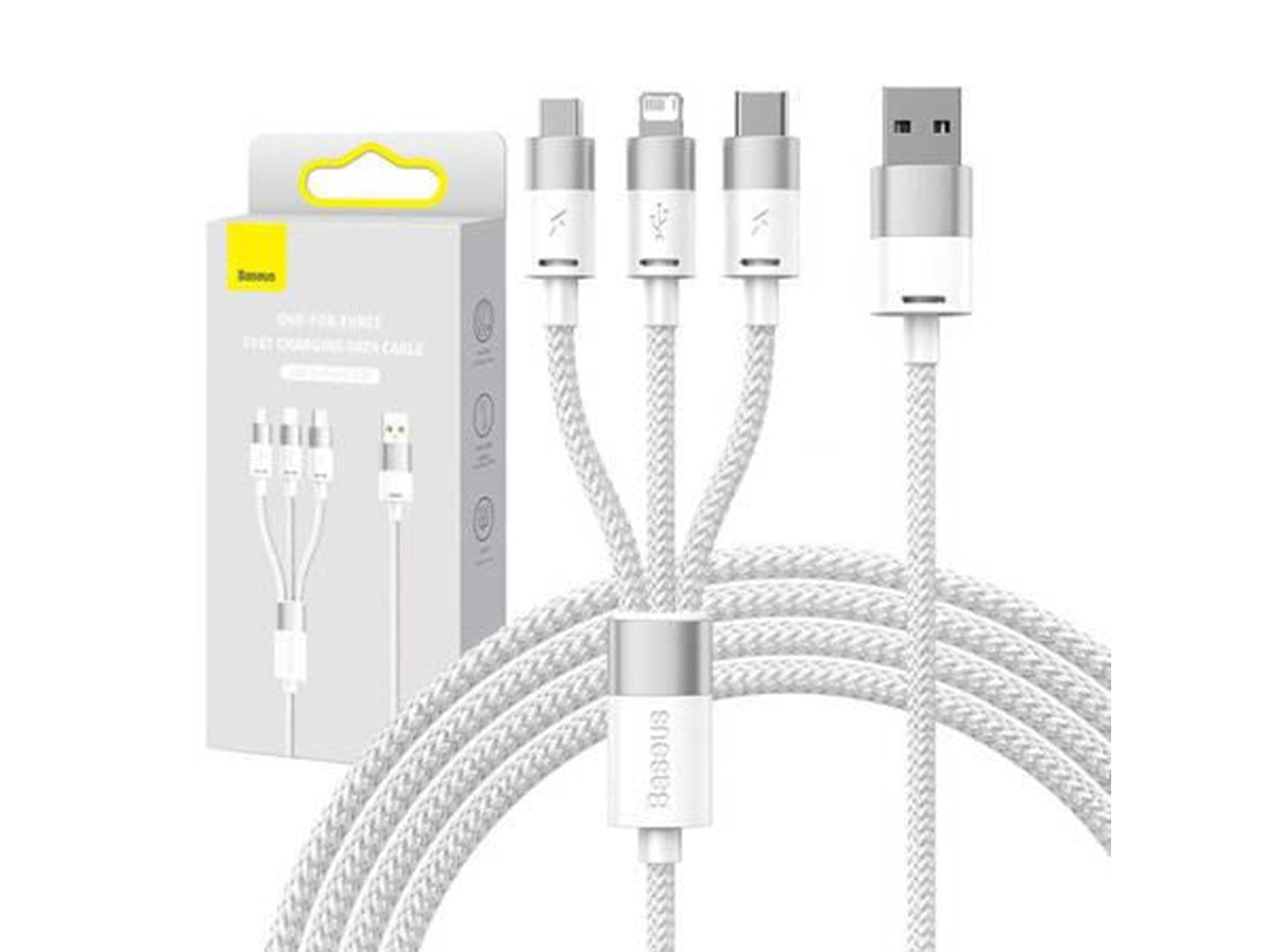 Baseus 3in1 USB cable  StarSpeed Series USB-C + Micro + Lightning 3.5A 1.2m (White) Baseus 3in1 USB cable  StarSpeed Series USB-C + Micro + Lightning 3.5A 1.2m (White)